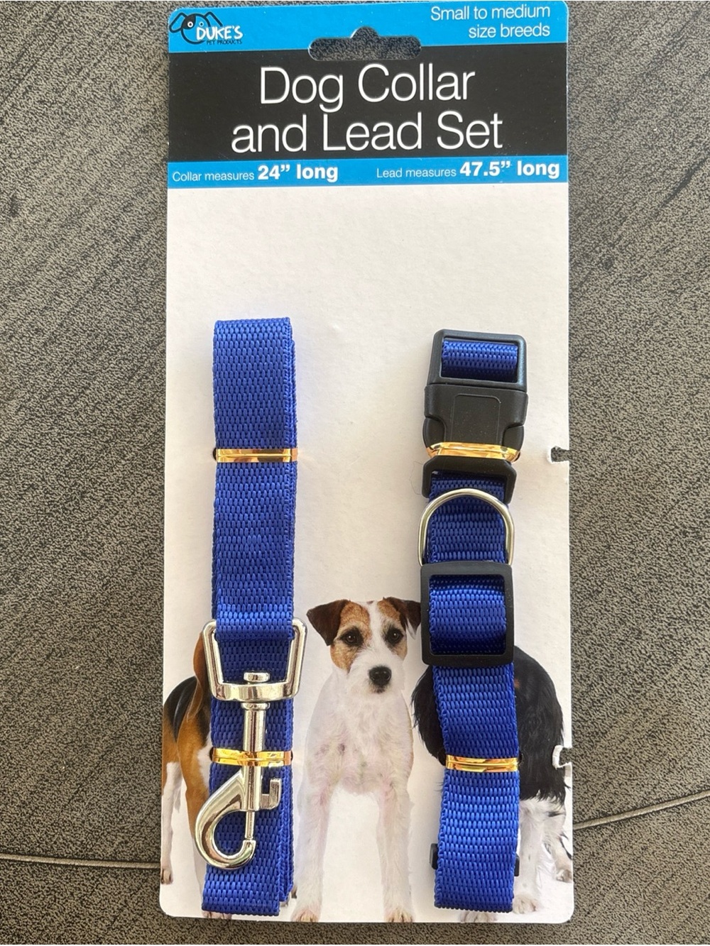 Royal Blue Dog Collar and Lead Set